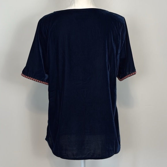 Soft Surroundings Blue Lilian Velvet Top. Embroidered. Size Medium. - Picture 7 of 12